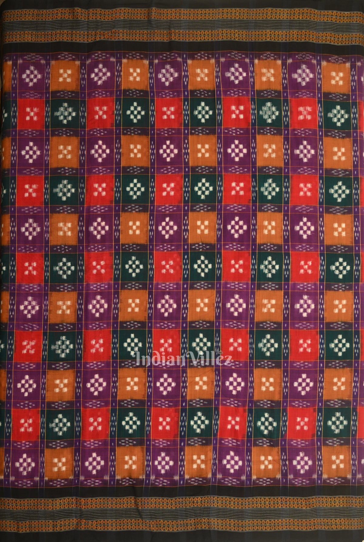 Multi Color Pasapali Sambalpuri Ikat Cotton Fabric IndianVill z multi-color-pasapali-sambalpuri-ikat-cotton-fabric-indianvill-z