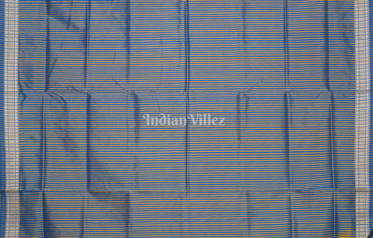 Orange Blue Tribal Design Odisha Ikat Bomkai Sambalpuri Silk Saree