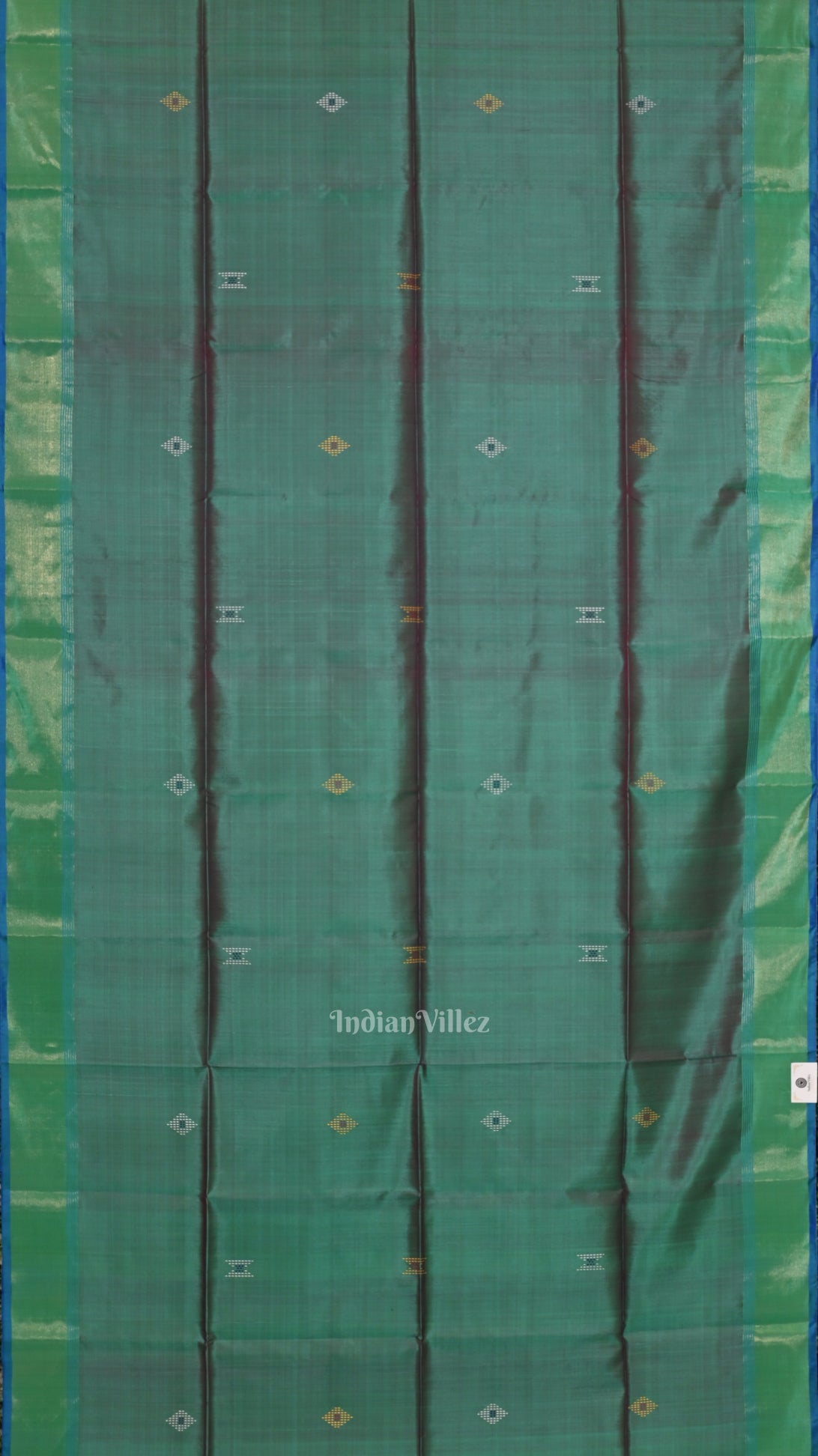 Light Blue Orange Pure Bishnupuri Silk Saree