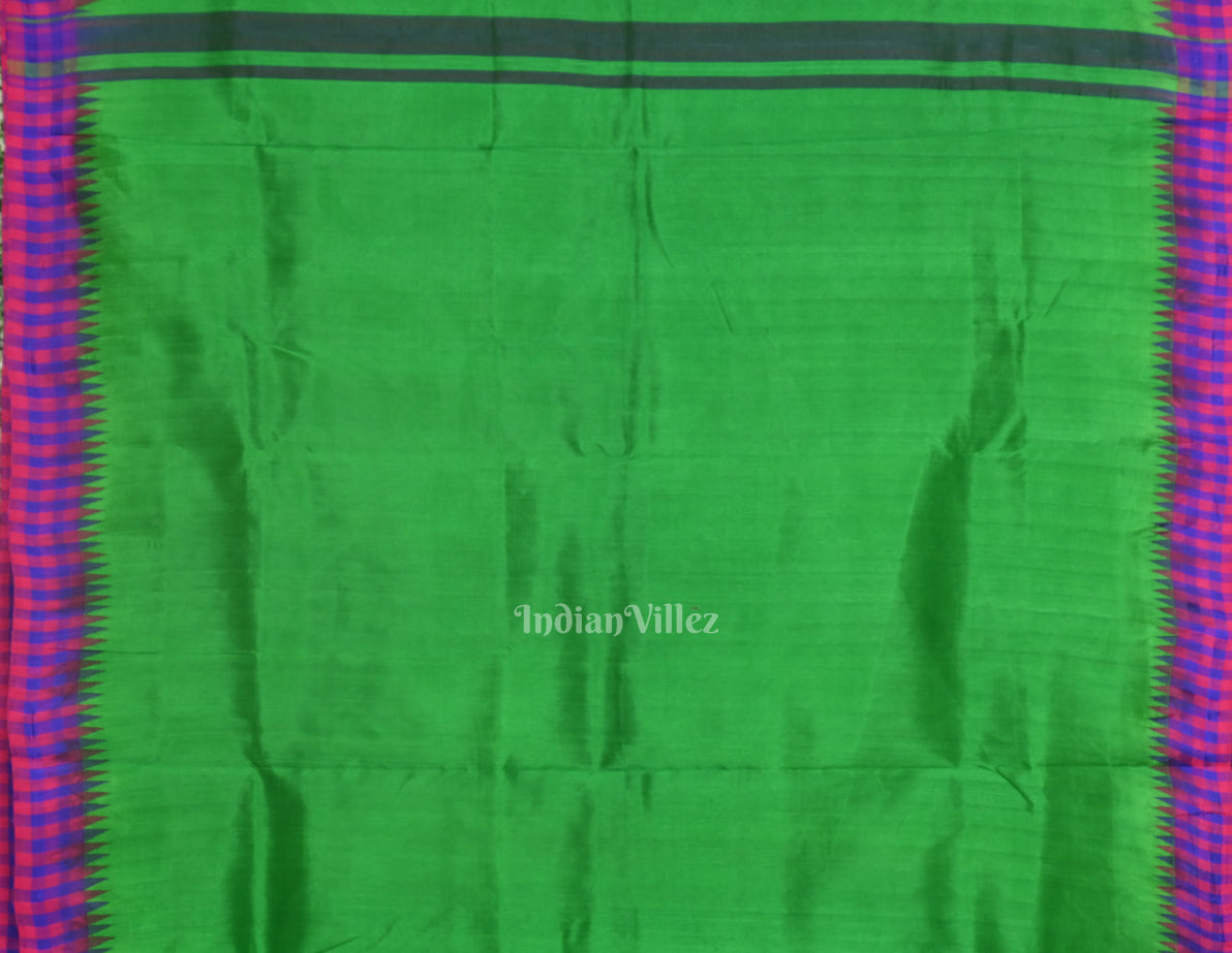 Green Single Palla Odisha Handloom Berhampuri Silk Saree