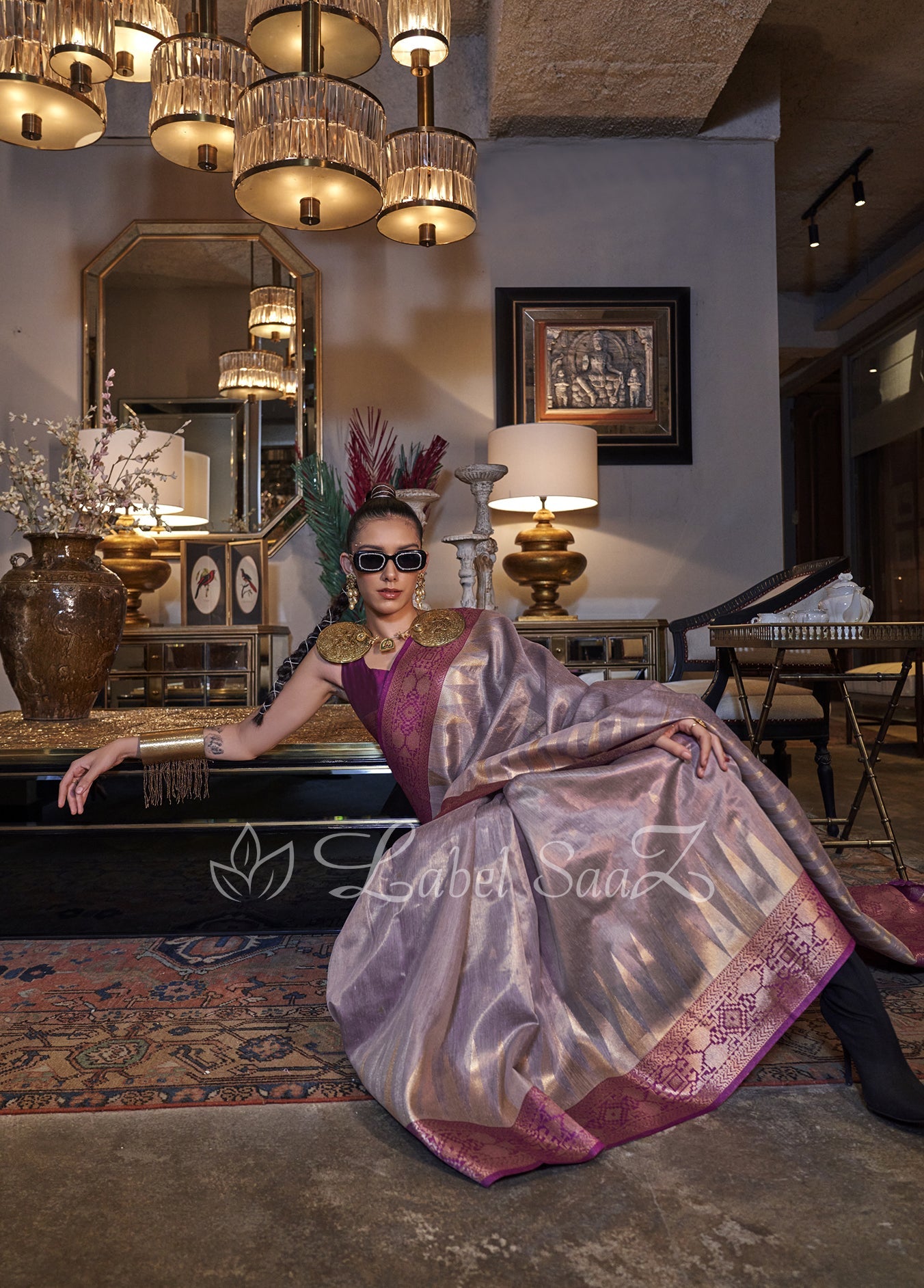 White Zari Tissue Handloom Weaving Saree