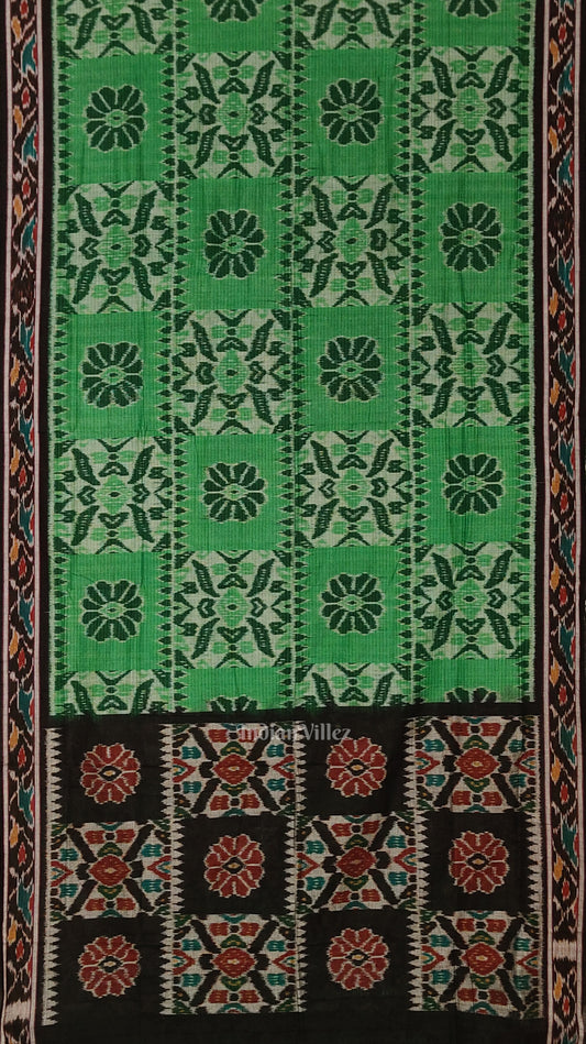 Green Black Computer Maniabandha Cotton Saree 