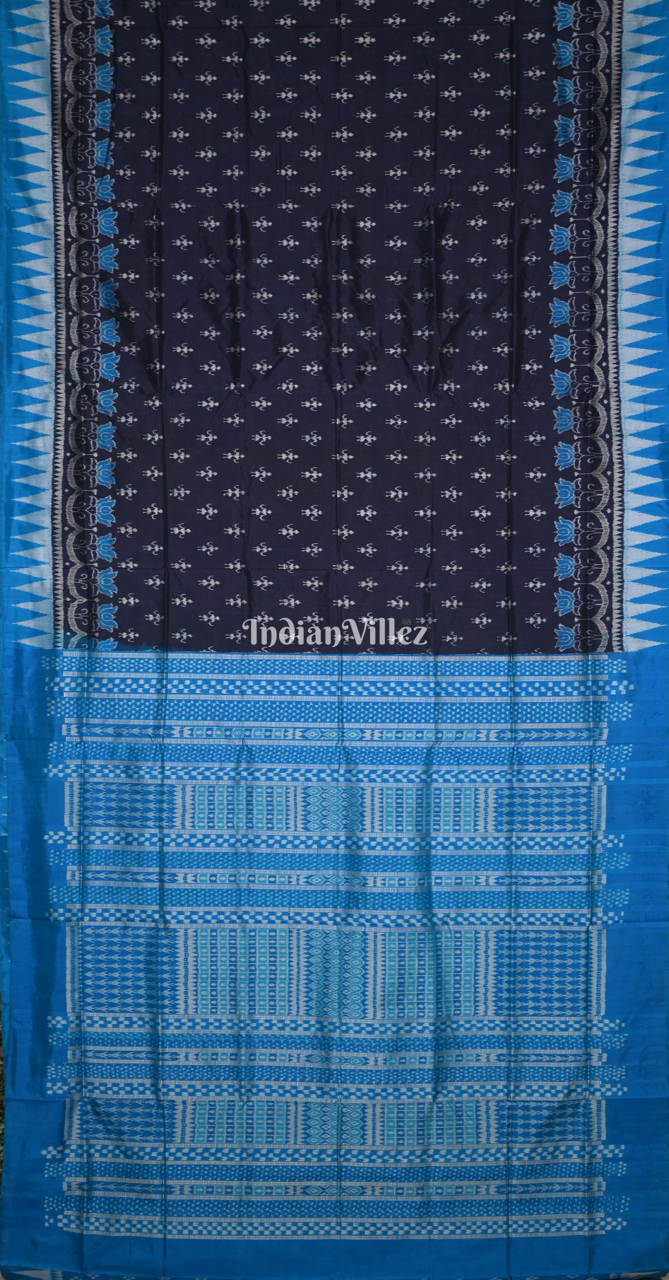 Navy Blue Tribal Ek Chandia Tribal Odisha Ikat Sambalpuri Silk Saree