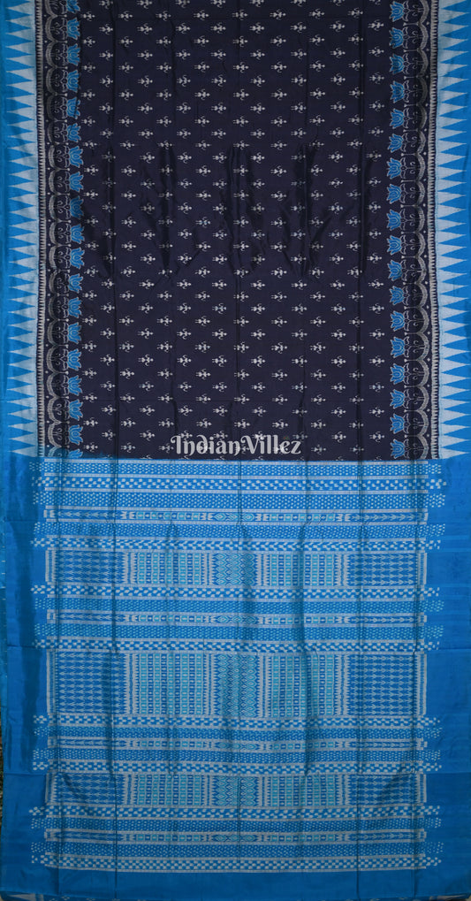 Navy Blue Tribal Ek Chandia Tribal Odisha Ikat Sambalpuri Silk Saree