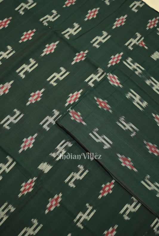 Green Swastik Sambalpuri Ikat Cotton Fabric
