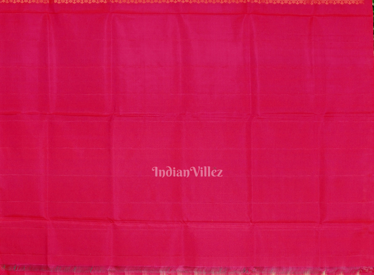 Sea Green With Pink Pure Kanjivaram Soft Silk Saree
