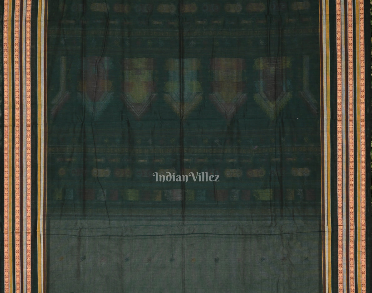 White Bottle Green Dolabedi Sambalpuri Ikat Cotton Saree