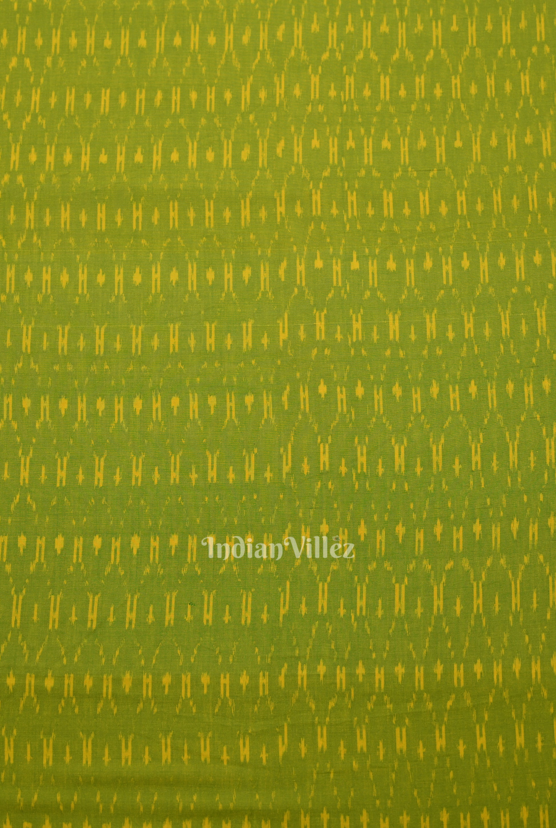 Green Handwoven Pochampally Ikat Cotton Fabric 
