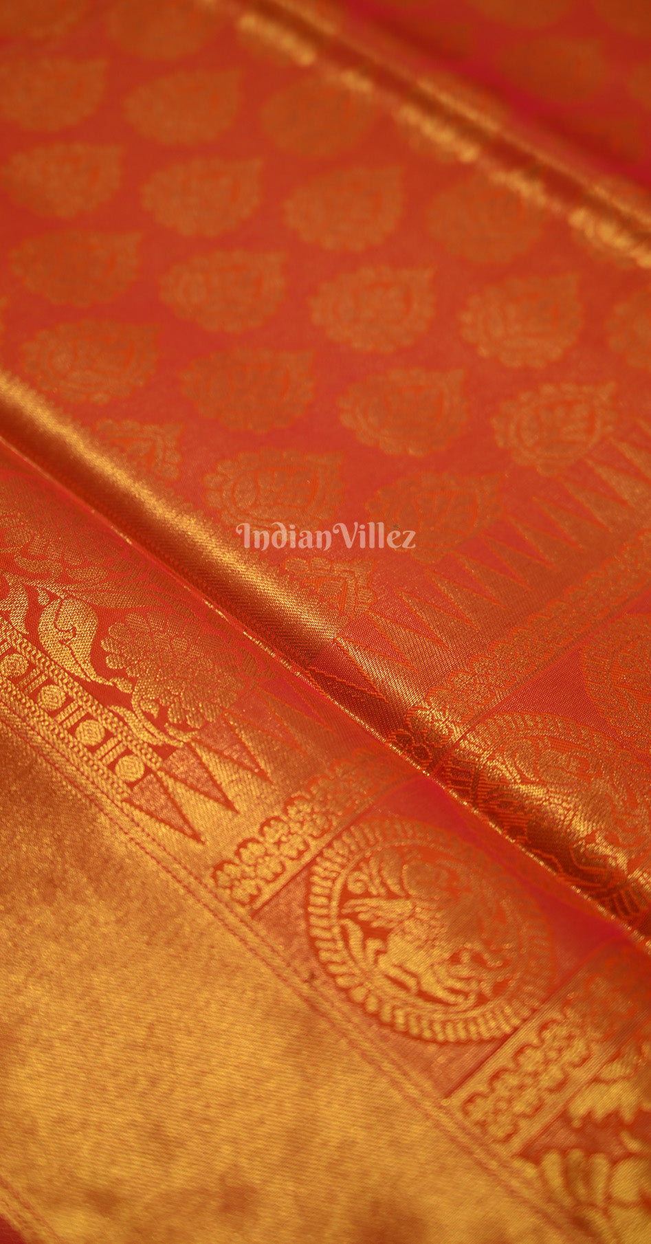 Orange Royal Jacquard Tissue Banarasi Self Weaving Saree