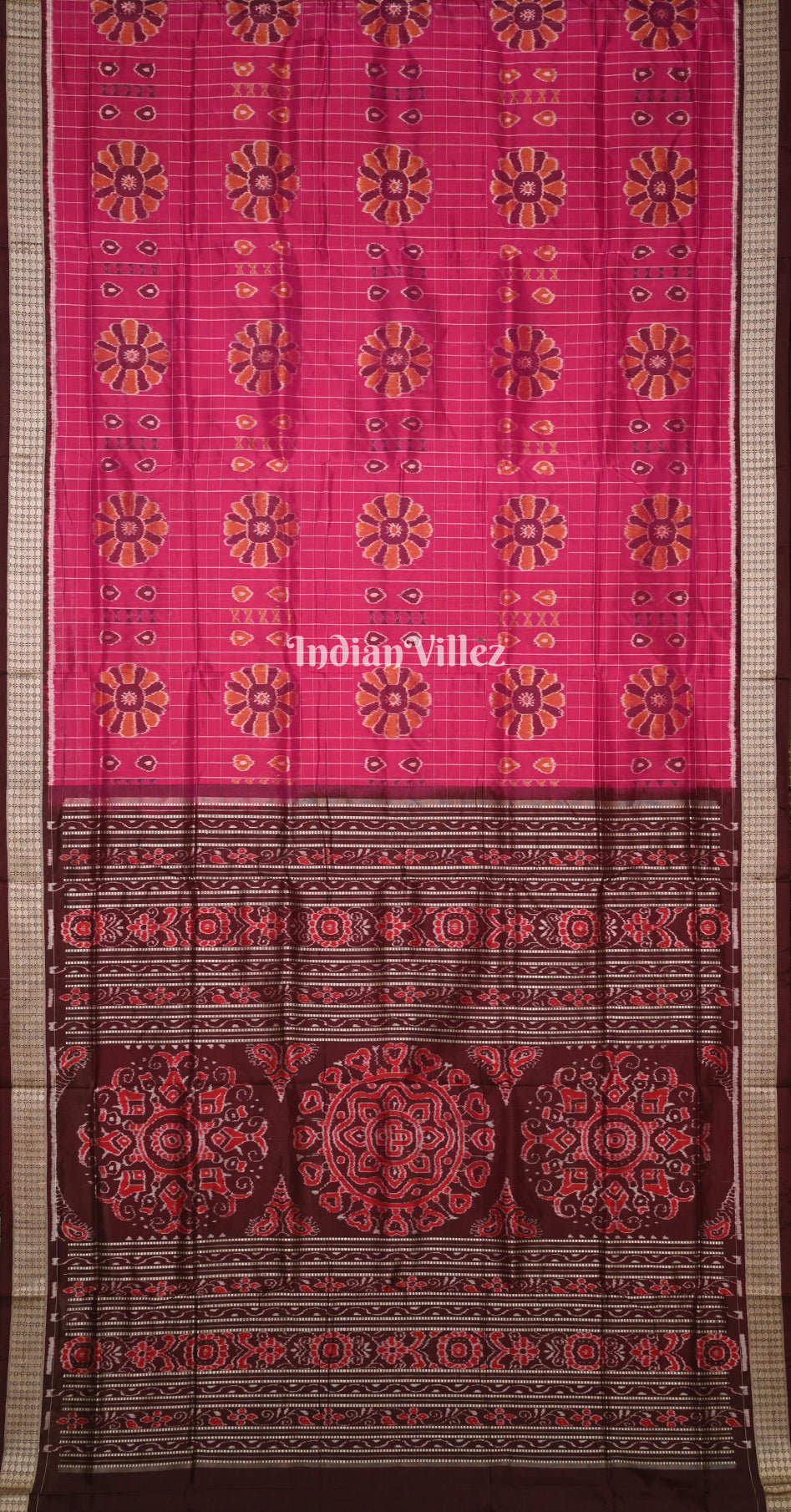 
Pink Coffee Baghambari Odisha Ikat sambalpuri Silk Saree 
