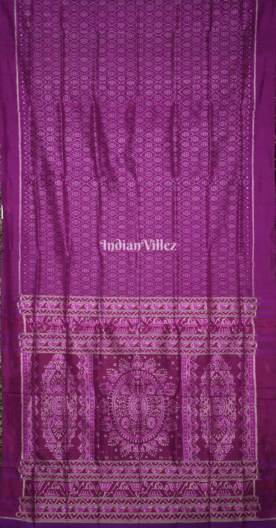 Purple Floral Motif Odisha Ikat Contemporary Designer Silk Saree 