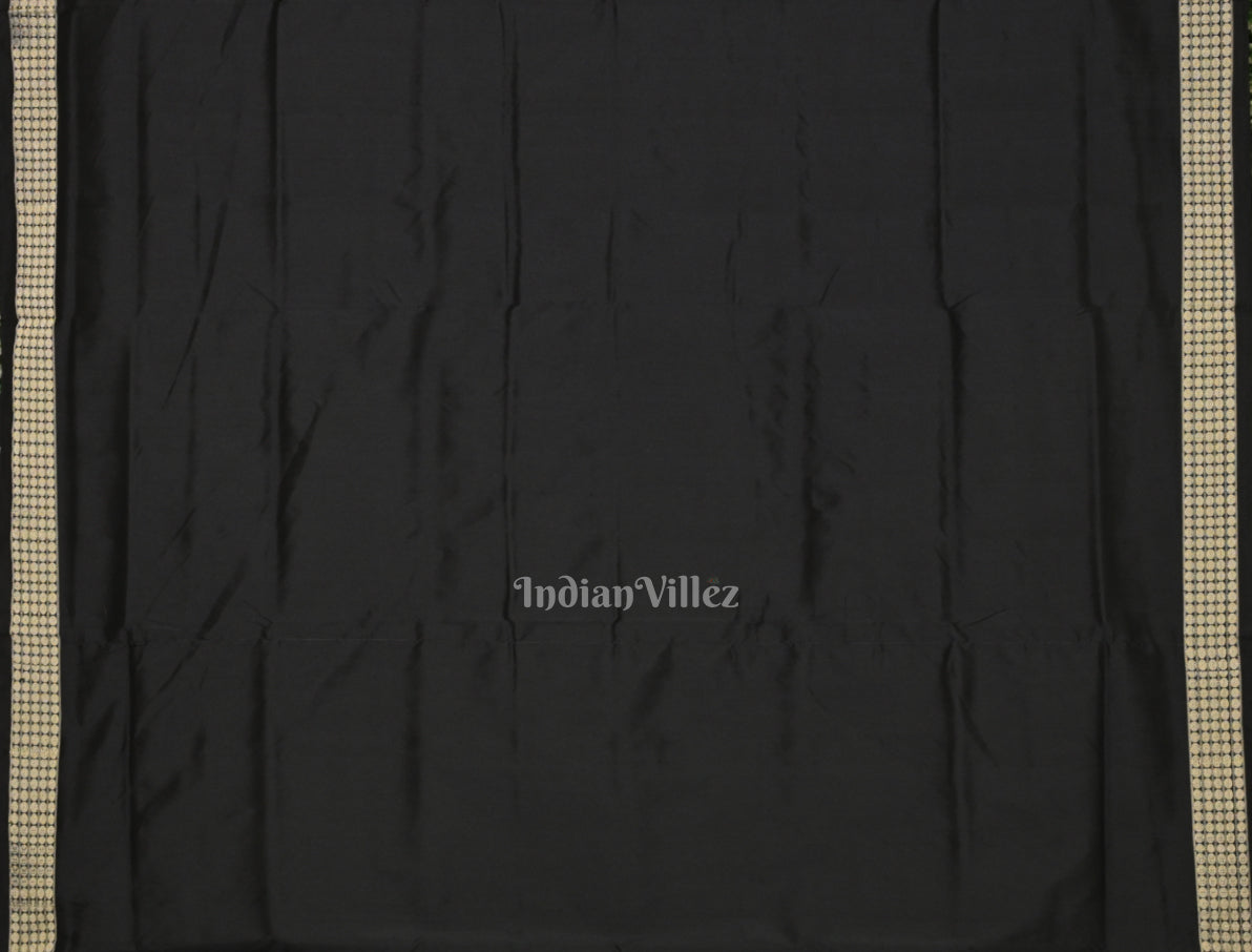 Green Black Butta Design Bomkai Sambalpuri Silk Saree