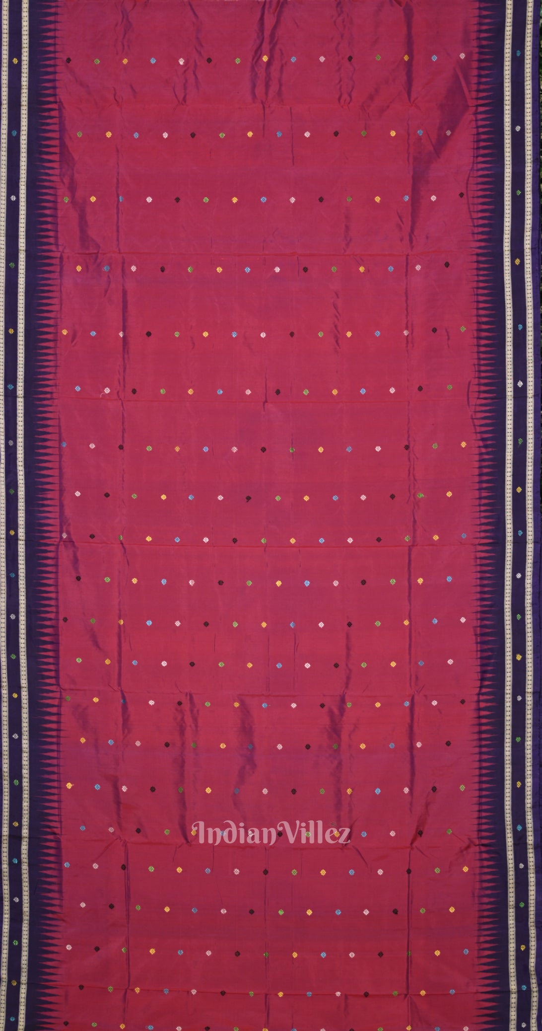Magenta Pink Blue Dolabedi Bomkai Sambalpuri Ikat Silk Saree