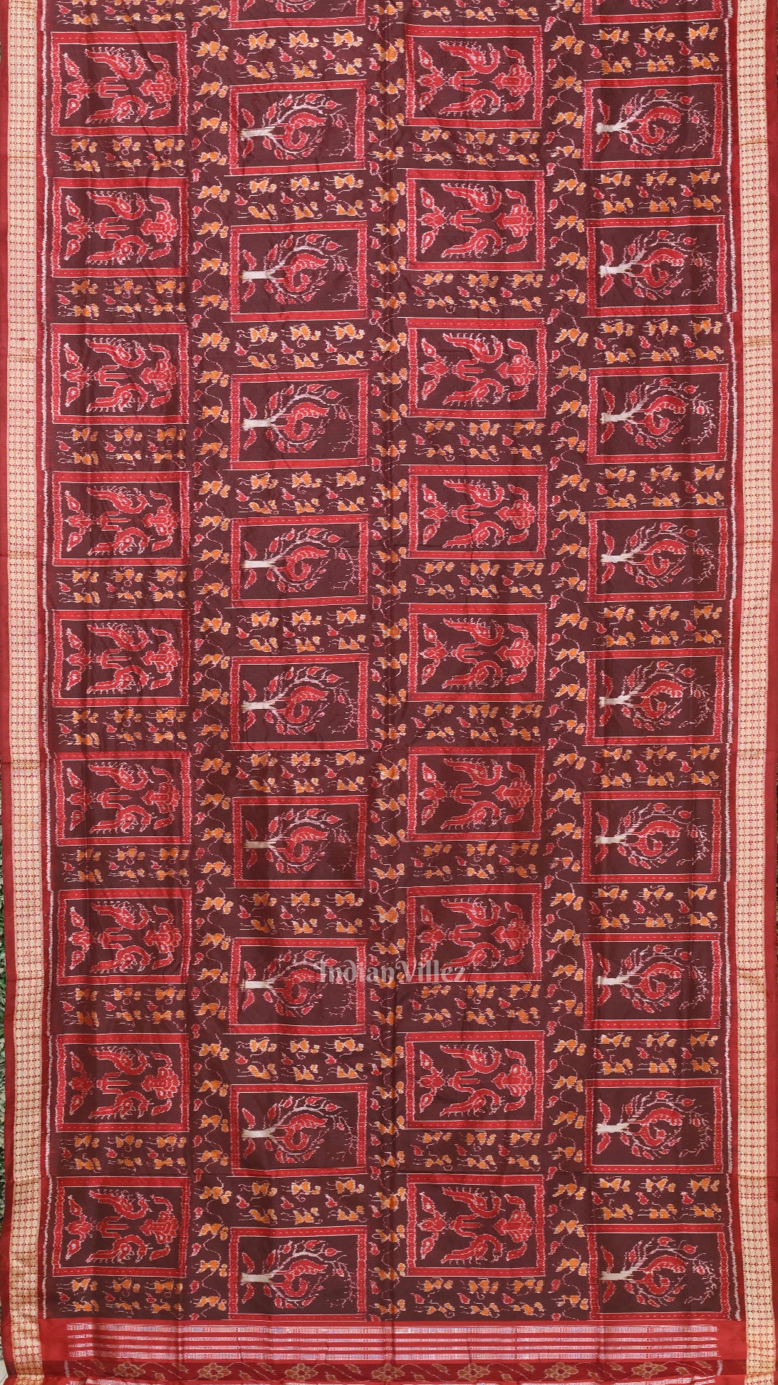 Brown Coffee Tribal Theme Sambalpuri Silk Saree 