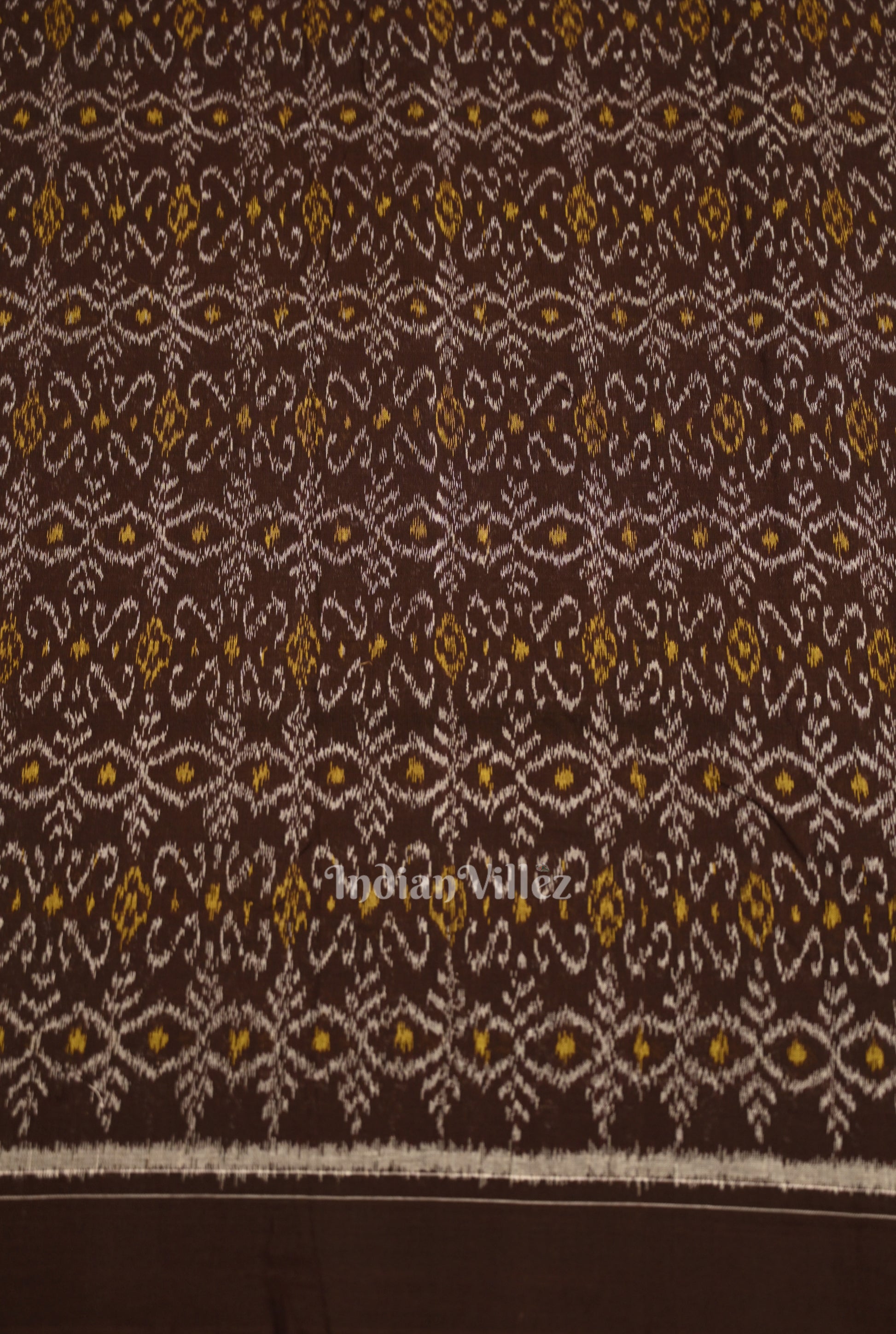 Maroon Jhoti Theme Sambalpuri Odisha Ikat Cotton Fabric 