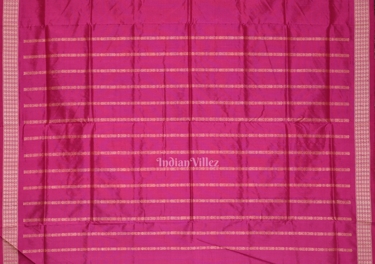 Pista Green with Rani Pink Buti Design Bomkai Sambalpuri Silk Saree 