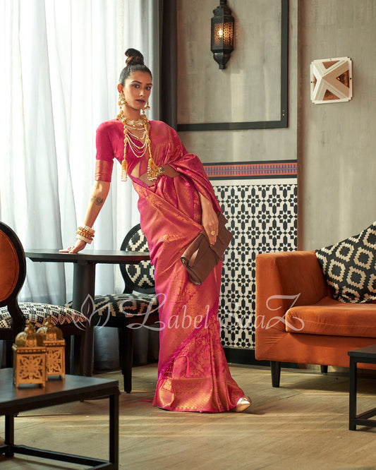 Maroon Two tone kanjivaram Silk Saree 