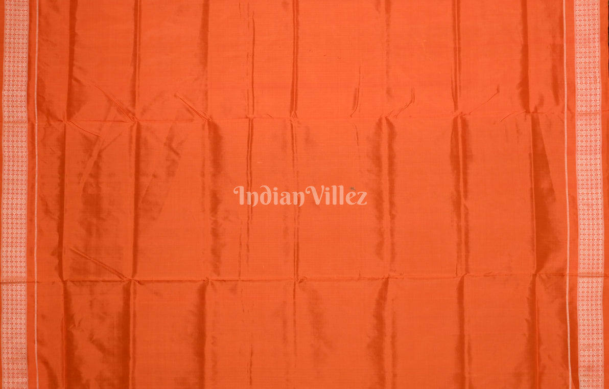 Red Orange Banyan Tree Motif Odisha Ikat Sambalpuri Silk Saree 