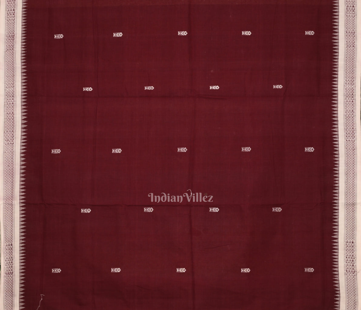 Maroon Handwoven Original Ganjam Bomkai Cotton Saree 