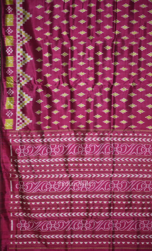 Wine Purple Pasapali  Border Odisha Ikat Contemporary Designer Silk Saree 