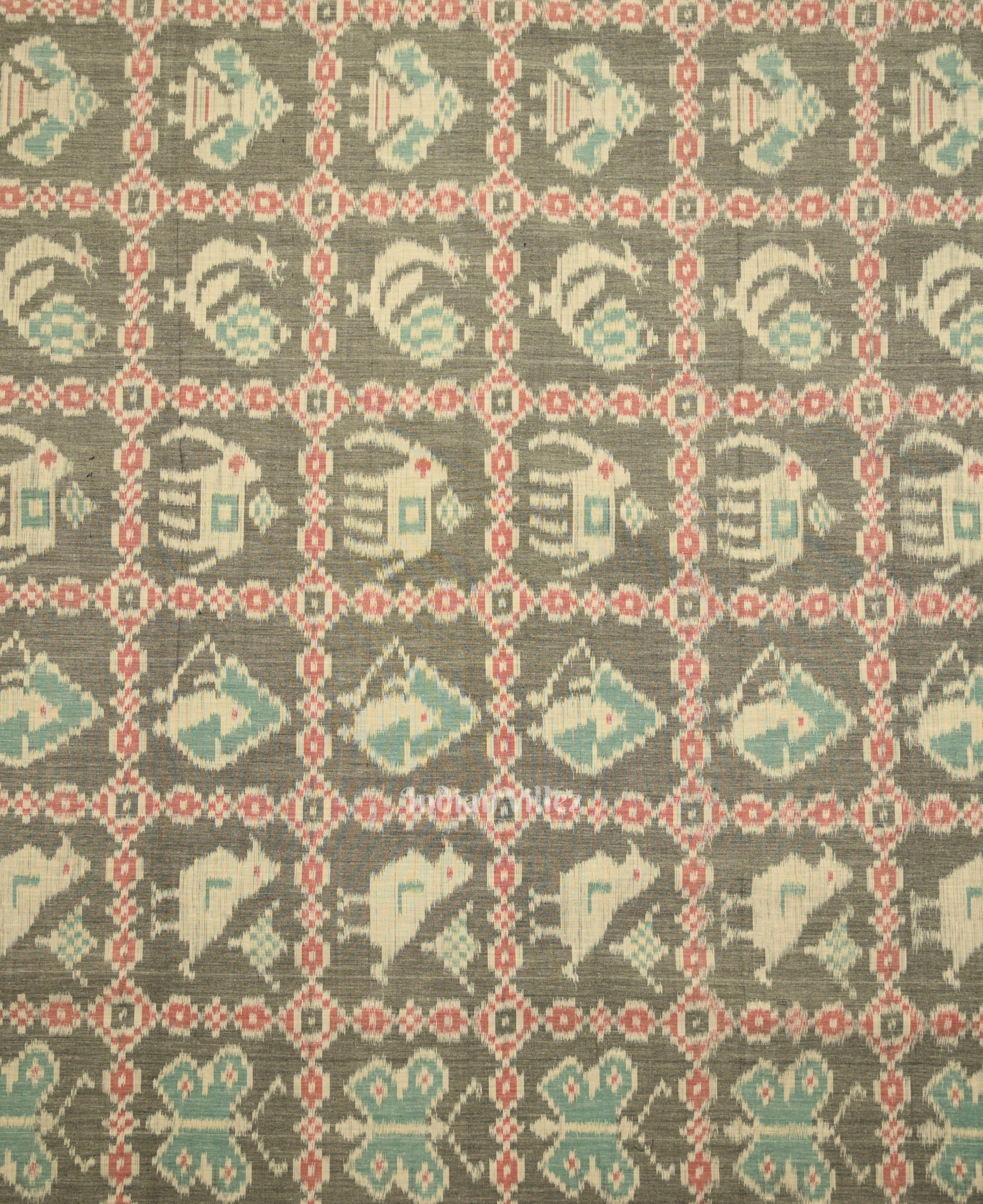 Cement Gray Black Odisha Ikat Sambalpuri Dress Set & Dupatta 