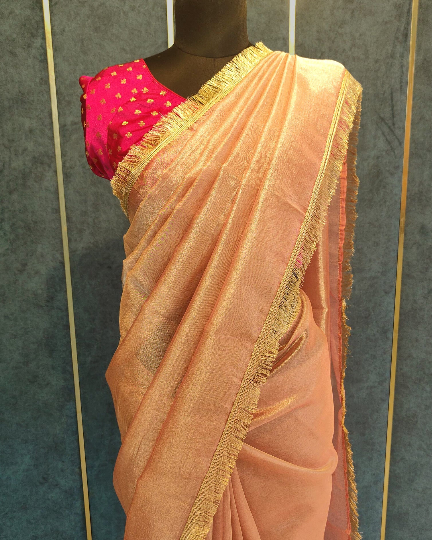 Pink Banarasi Tissue Saree