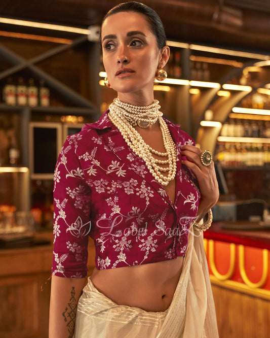 Off White Party Wear Viscose Saree With Blouse Piece