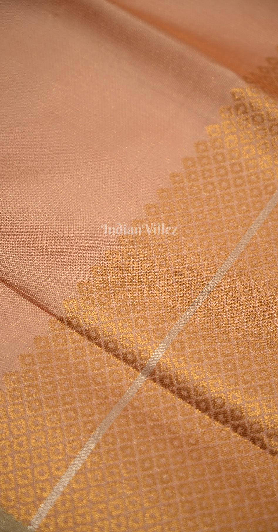 Peach Kanjivaram Silk Saree with Brocade Pallu