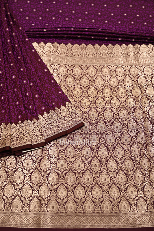 Mulberry Purple Meenakari Mashru Satin Silk Banarasi Saree 