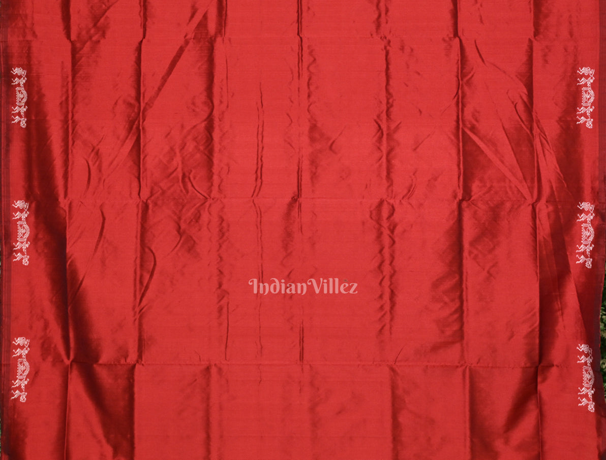 Green Red Doli Sawari Odisha Ikat Bomkai Sambalpuri Silk Saree