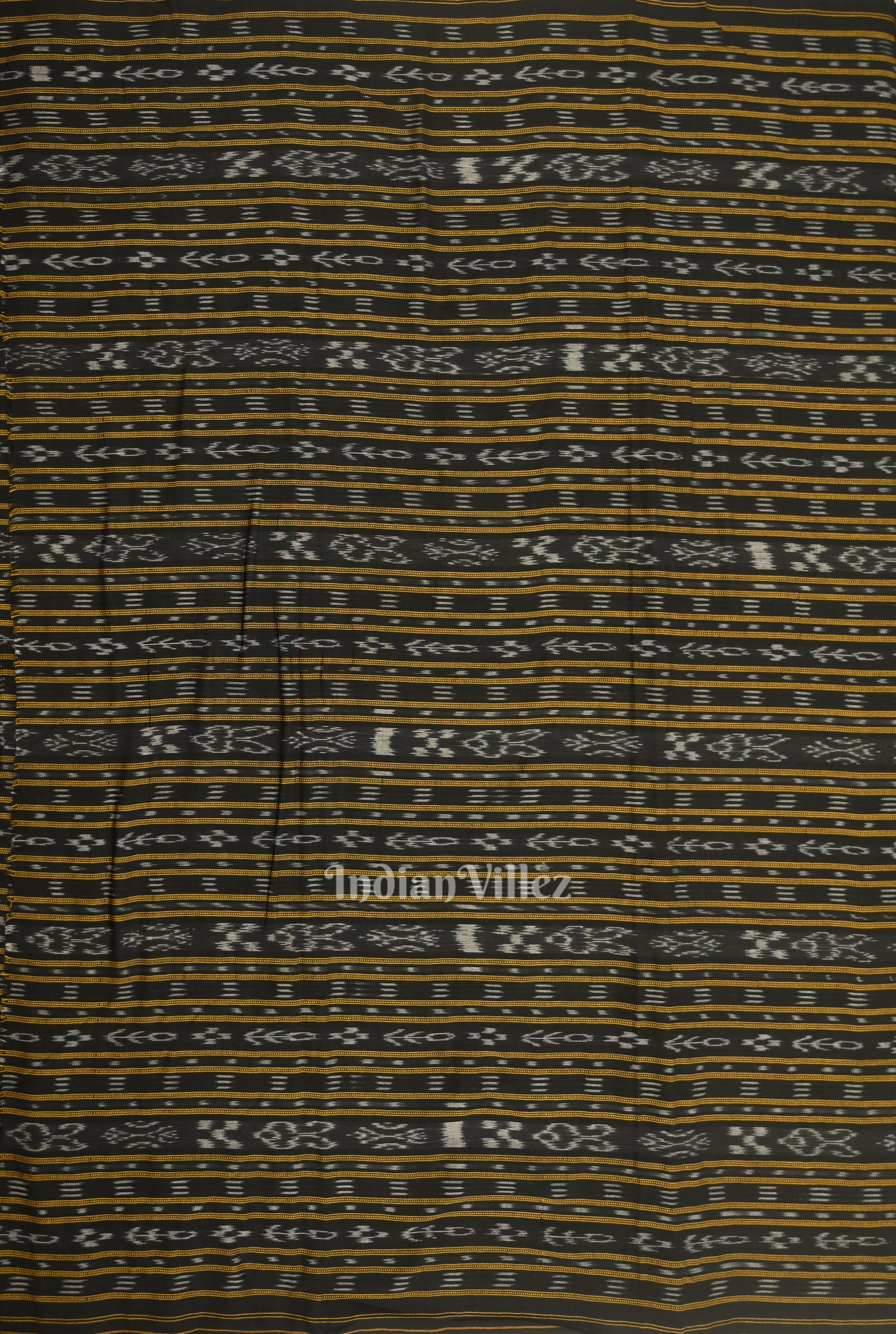 Black Sambalpuri Odisha Ikat Cotton Fabric