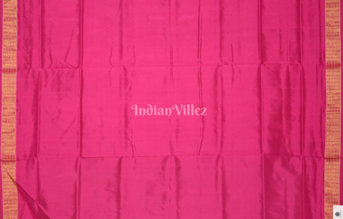 Green Pink Buti Design Odisha Ikat Bomkai Half Tissue Silk Saree