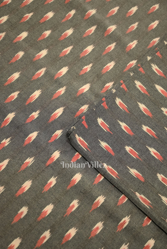 Light Grey Pochampally Ikat Cotton Fabric