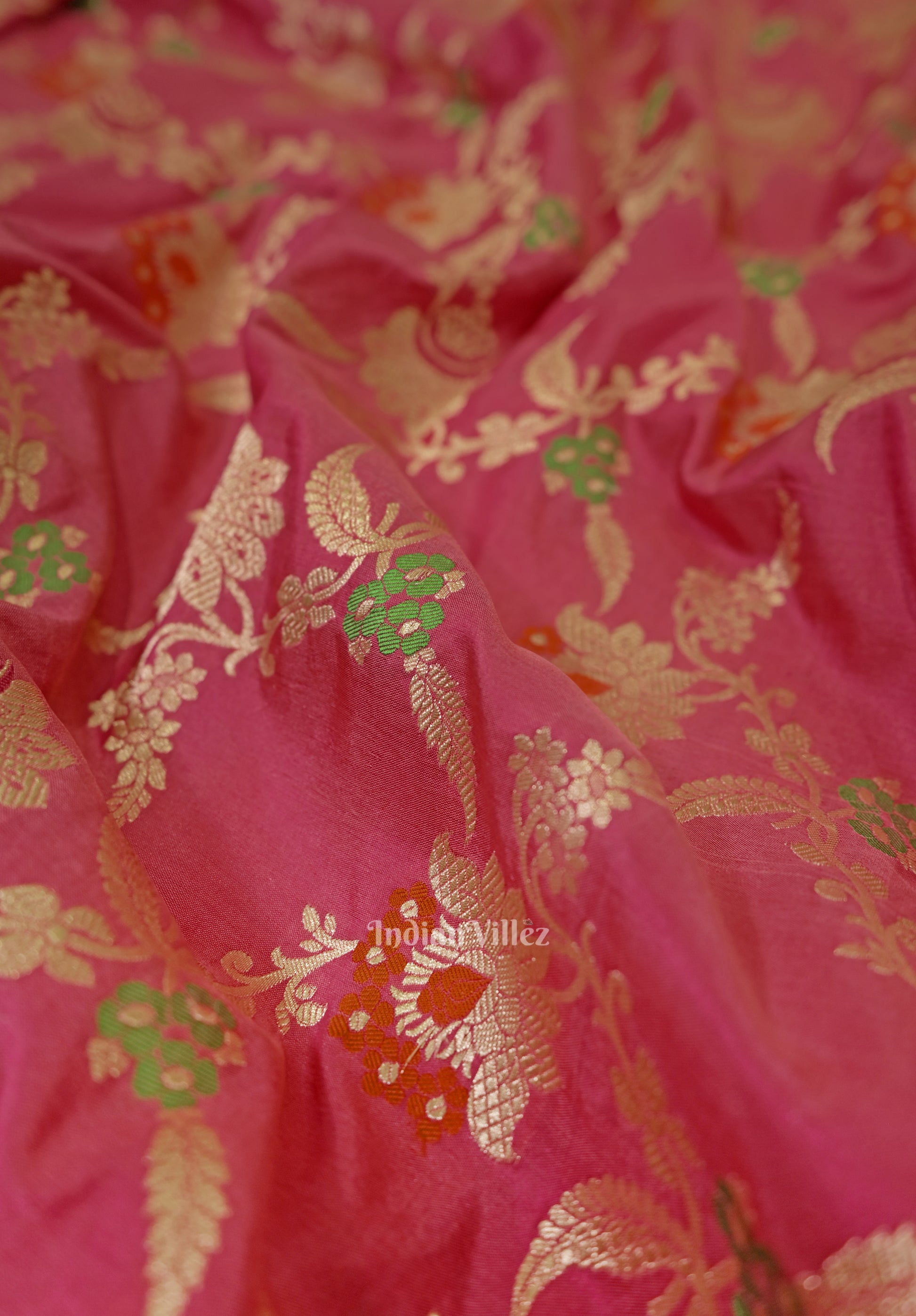 Pink Meenakari Banarasi Katan Silk Saree