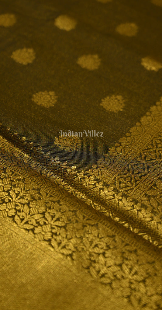 Mehndi Green Zari Base Tissue Banarasi Saree