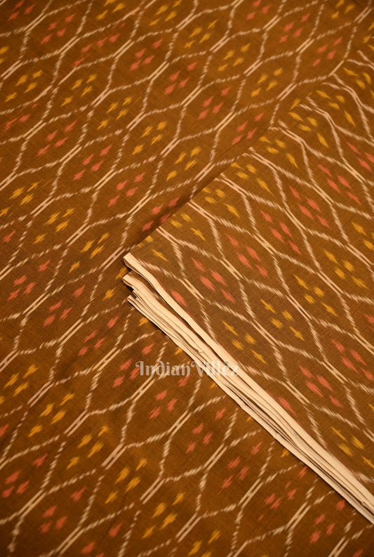 Mustard Yellow Pochampally Ikat Cotton Fabric 
