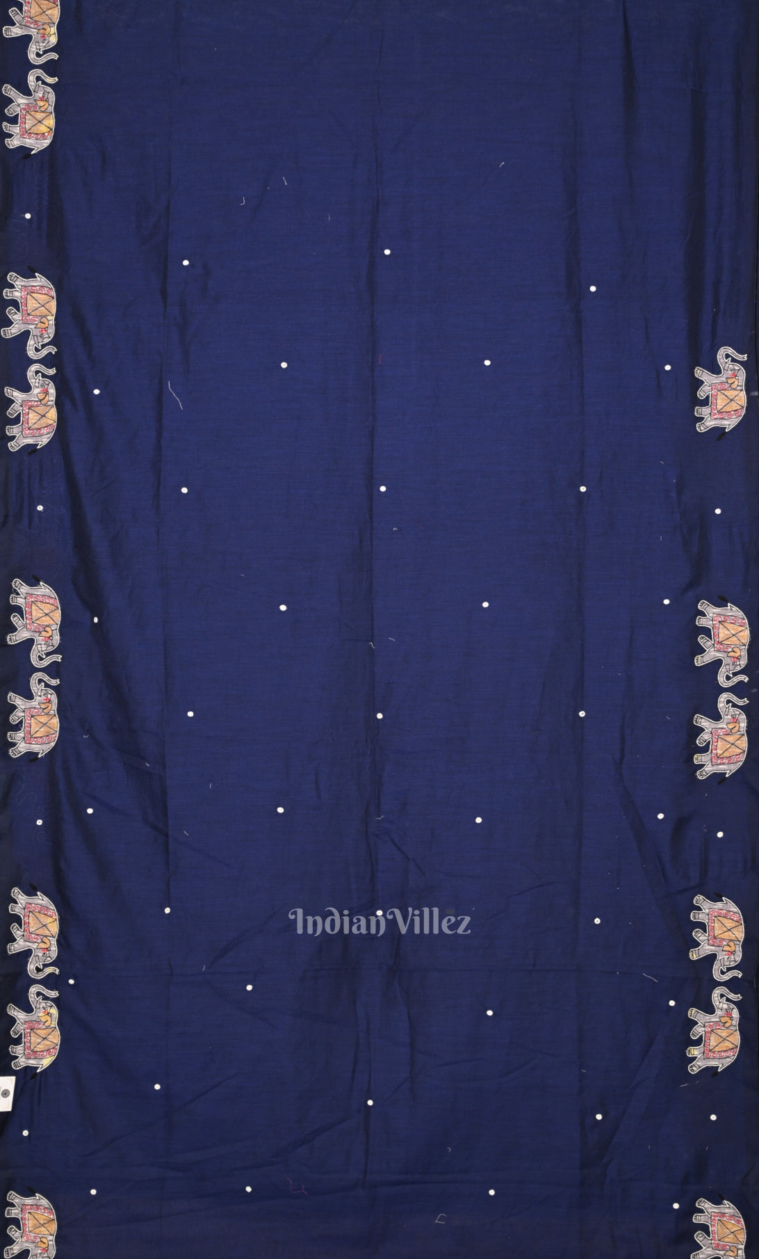 Blue Applique Hand  Work Embroidered Cotton Saree