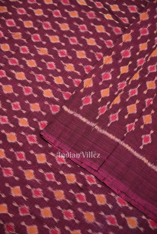 Wine Purple Odisha Ikat Cotton Fabric