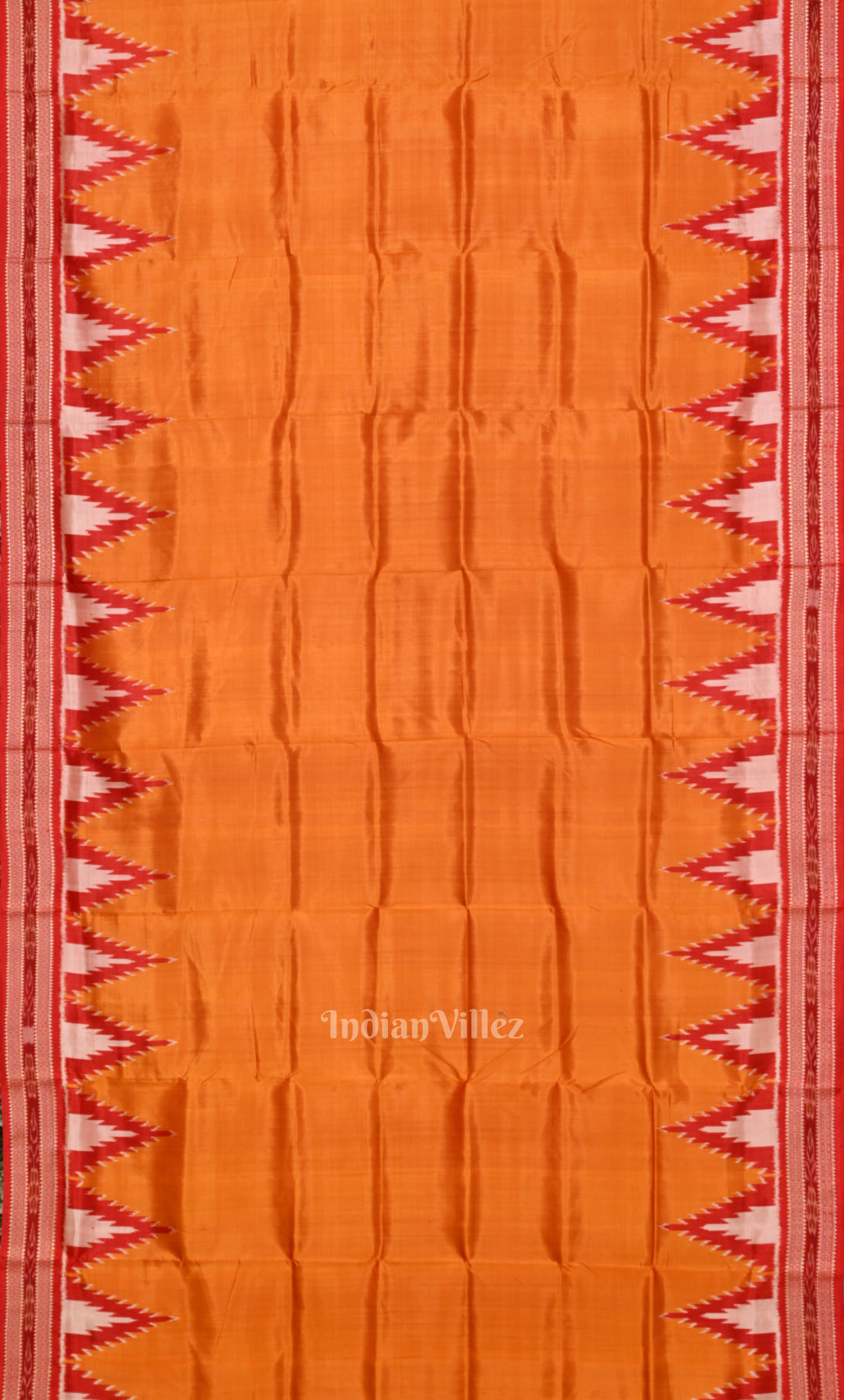 Golden Yellow Red Odisha Ikat Khandua Silk Saree