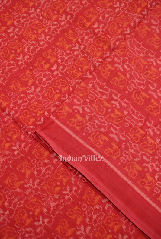 Pink Tribal Theme Sambalpuri Ikat Cotton Fabric