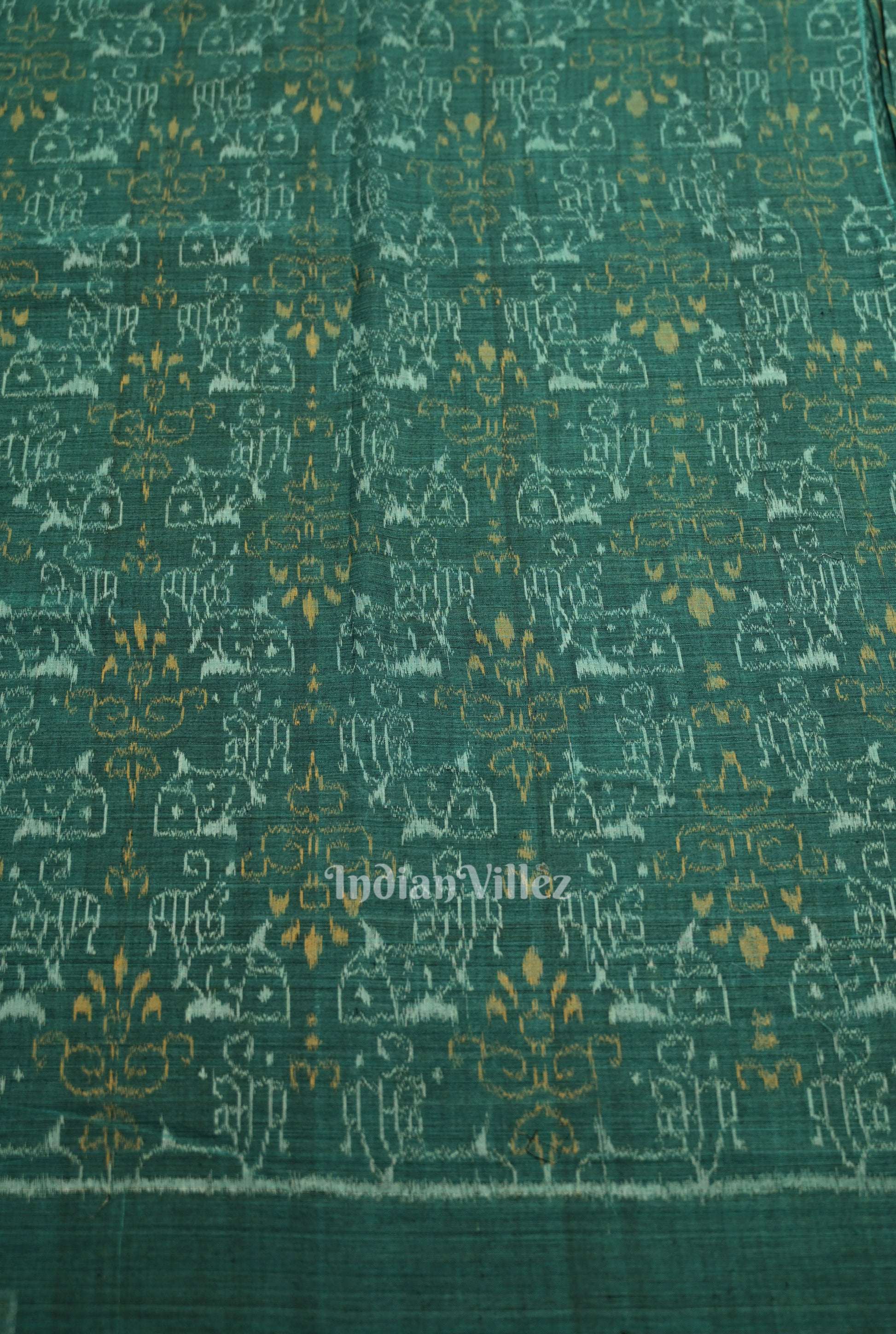 Light Green Tribal Theme Sambalpuri Odisha Ikat Cotton Fabric 