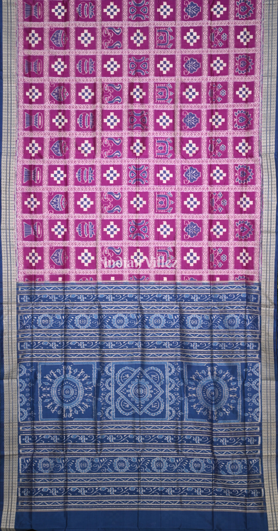Purple Blue Nabakothi Odisha Ikat Sambalpuri Silk Saree