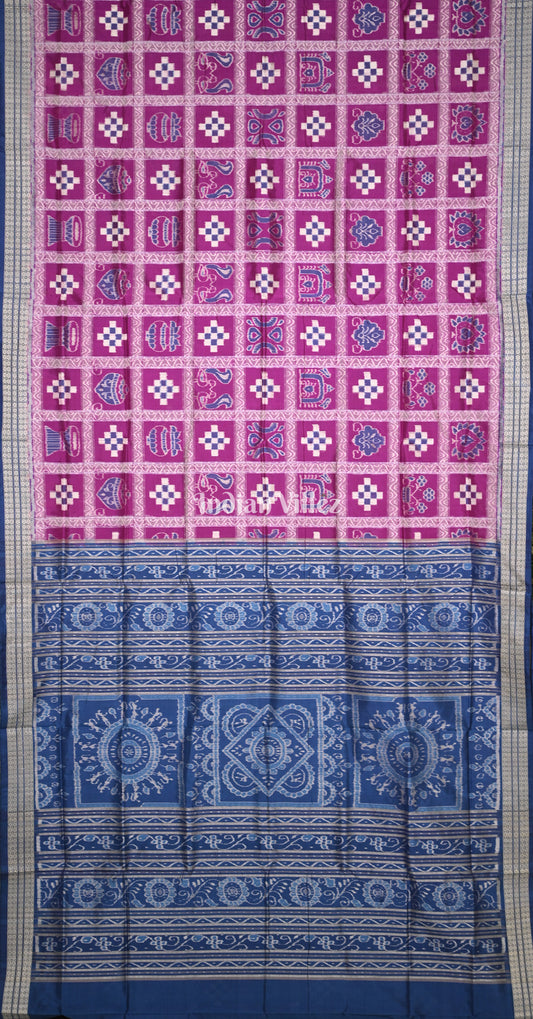 Purple Blue Nabakothi Odisha Ikat Sambalpuri Silk Saree