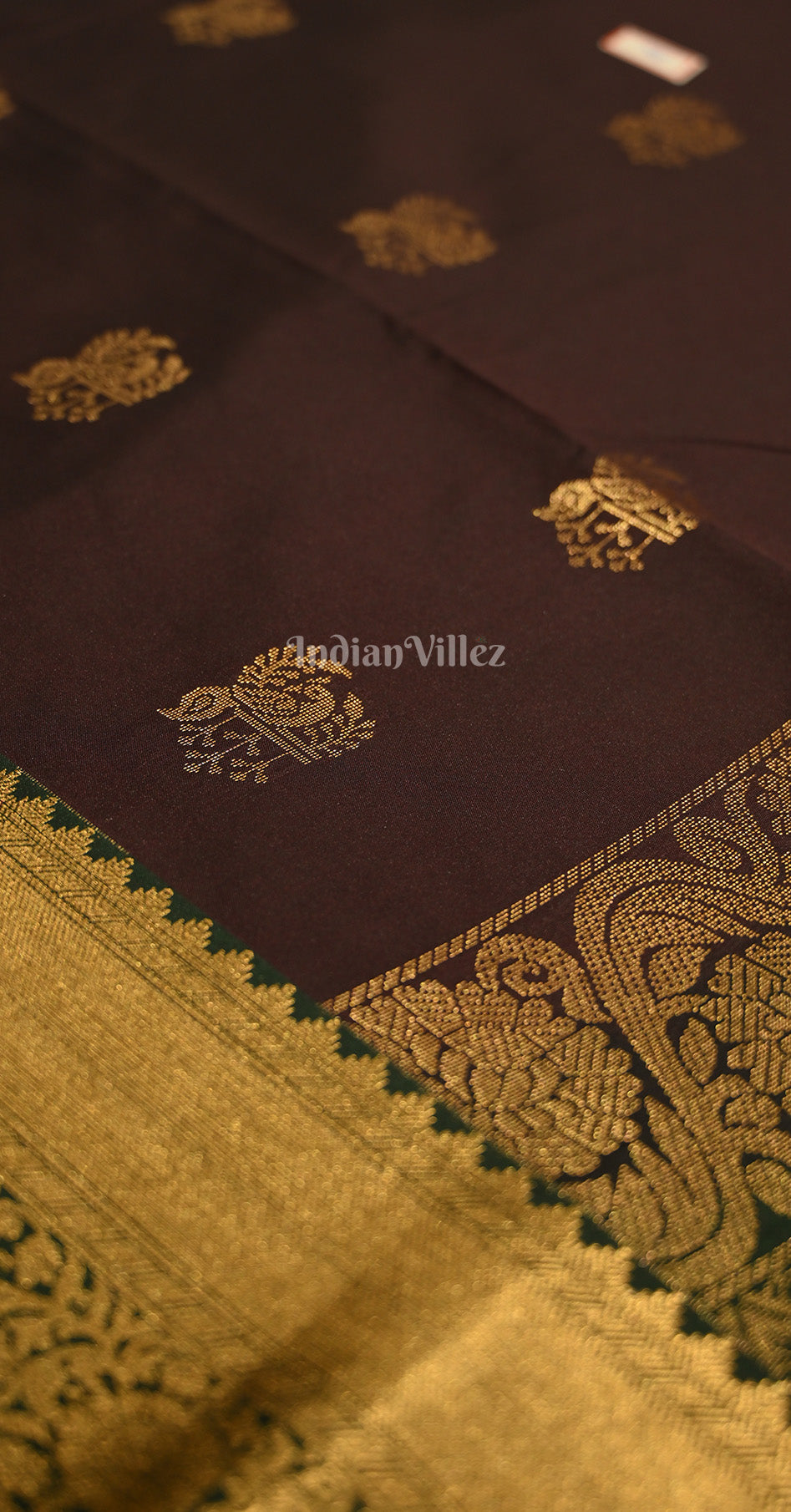 Coffee Bottle Green Kanjivaram Silk Saree 
