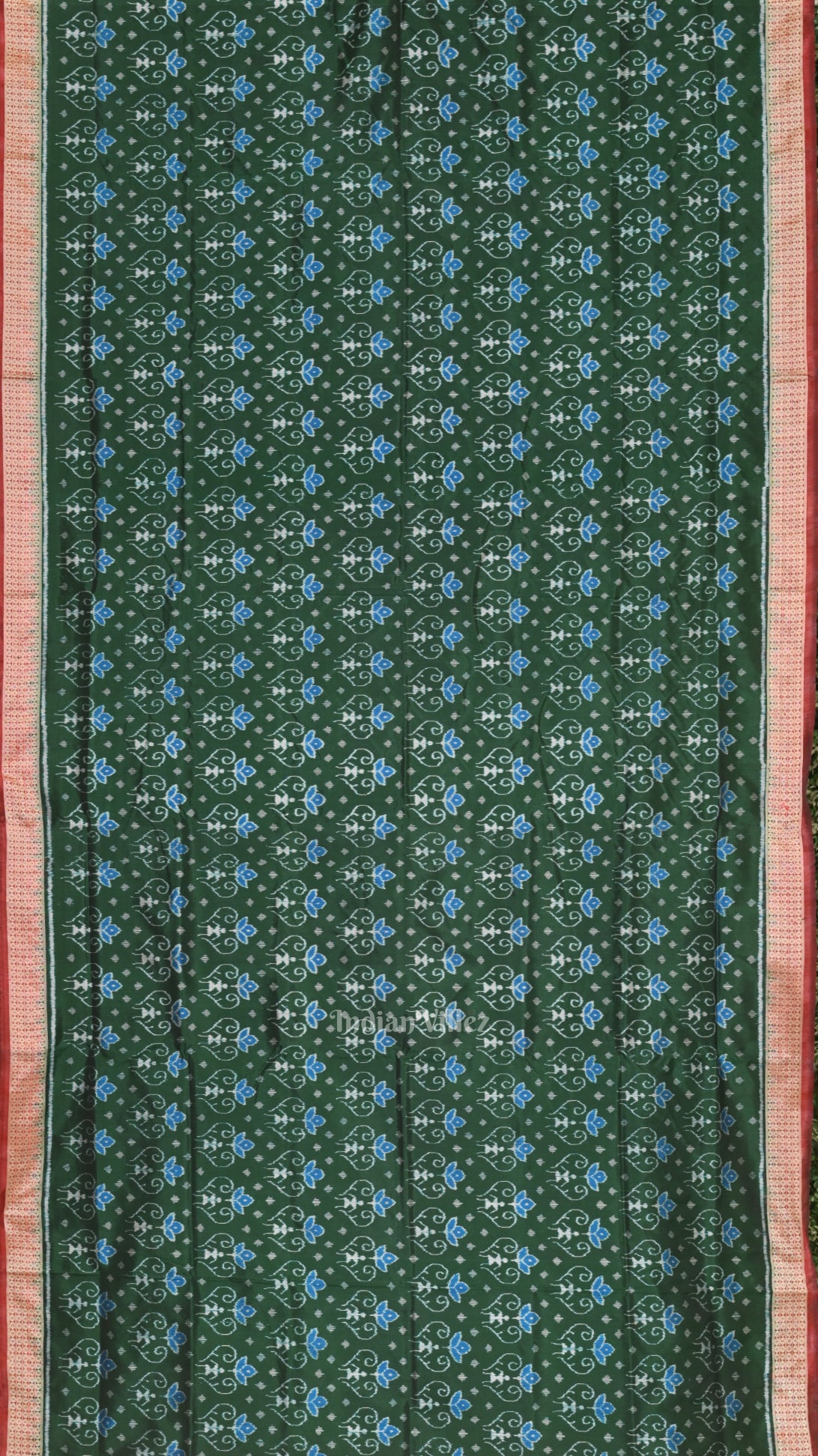 Green Red Tribal Theme Odisha Ikat Sambalpuri Silk Saree