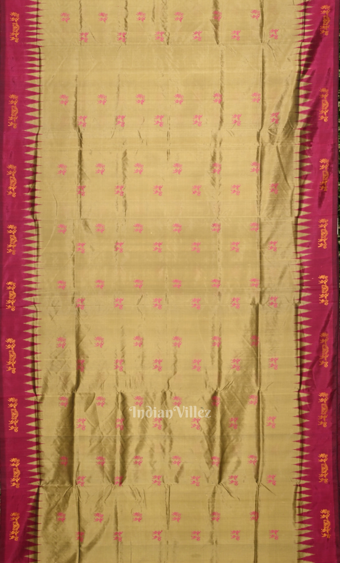 Olive Green Tribal Doli Sawari Odisha Ikat Bomkai Sambalpuri Silk Saree 