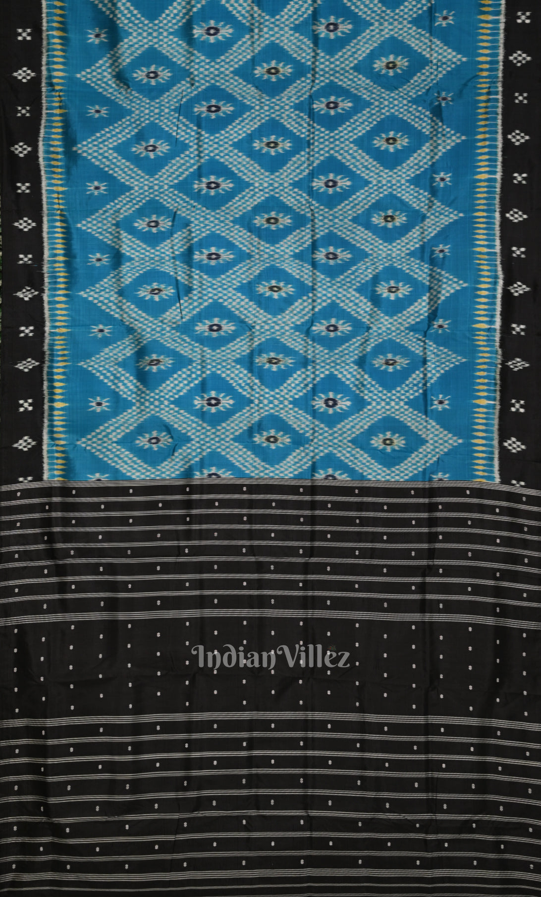 Sky Blue Tarabali Odisha Ikat Contemporary Designer Saree