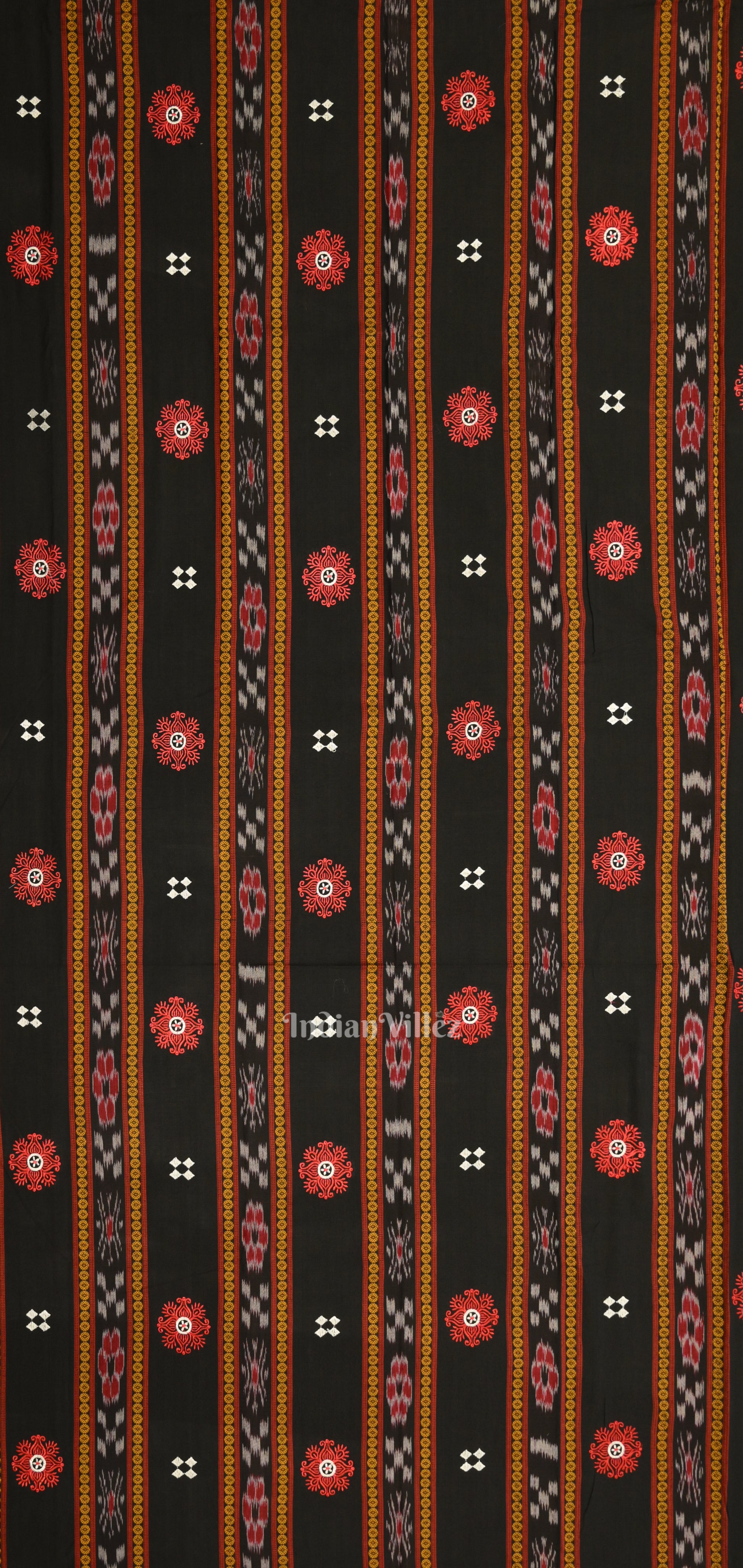 Black Red Maniabandha Sambalpuri Cotton Dress set & Dupatta