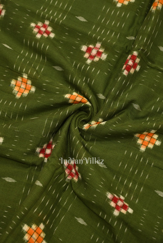 Mehendi Green  Odisha Ikat Sambalpuri  Pasapali Cotton Fabric