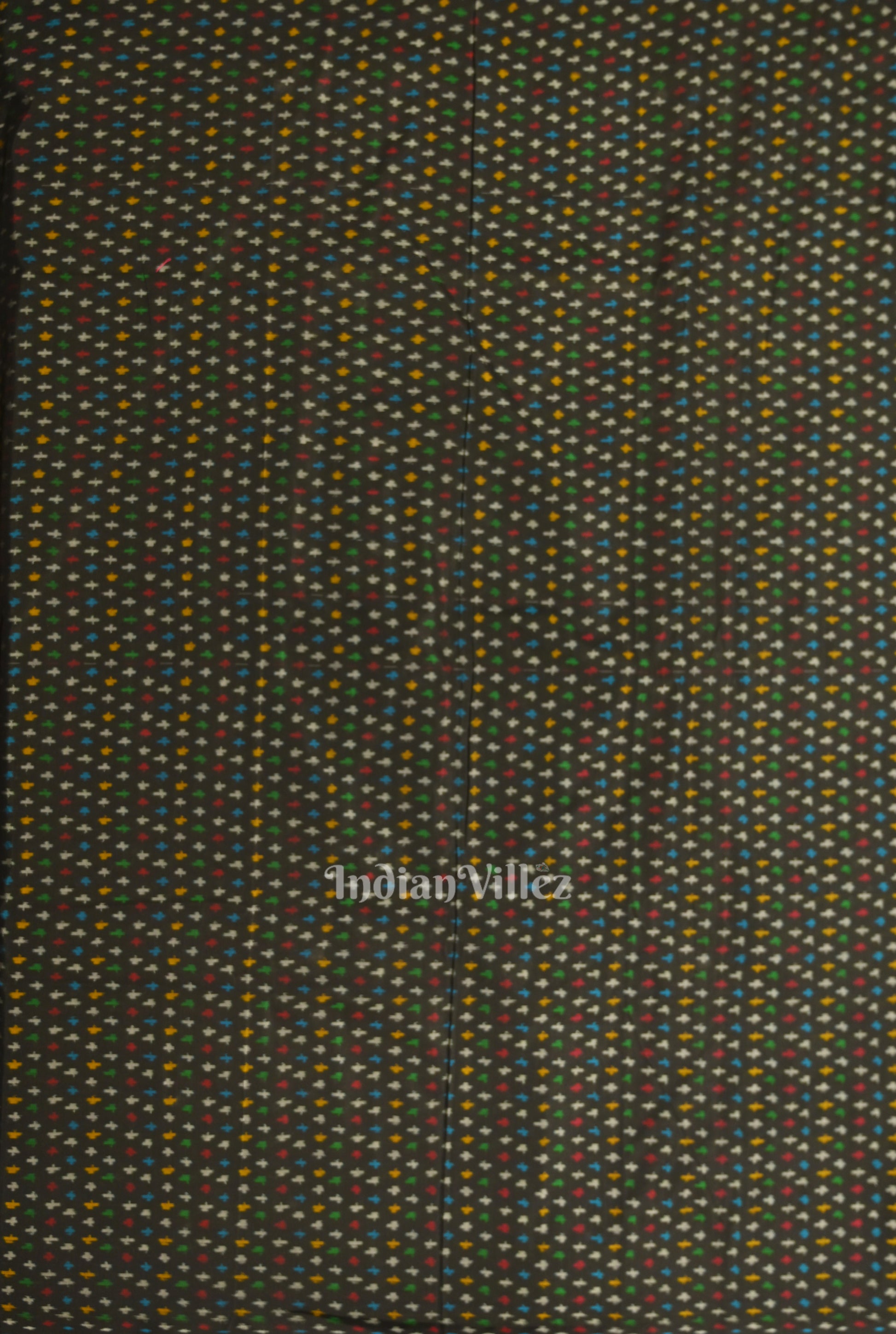 Exclusive Black Pochampally Ikat Silk & Cotton (Sico) Fabric 